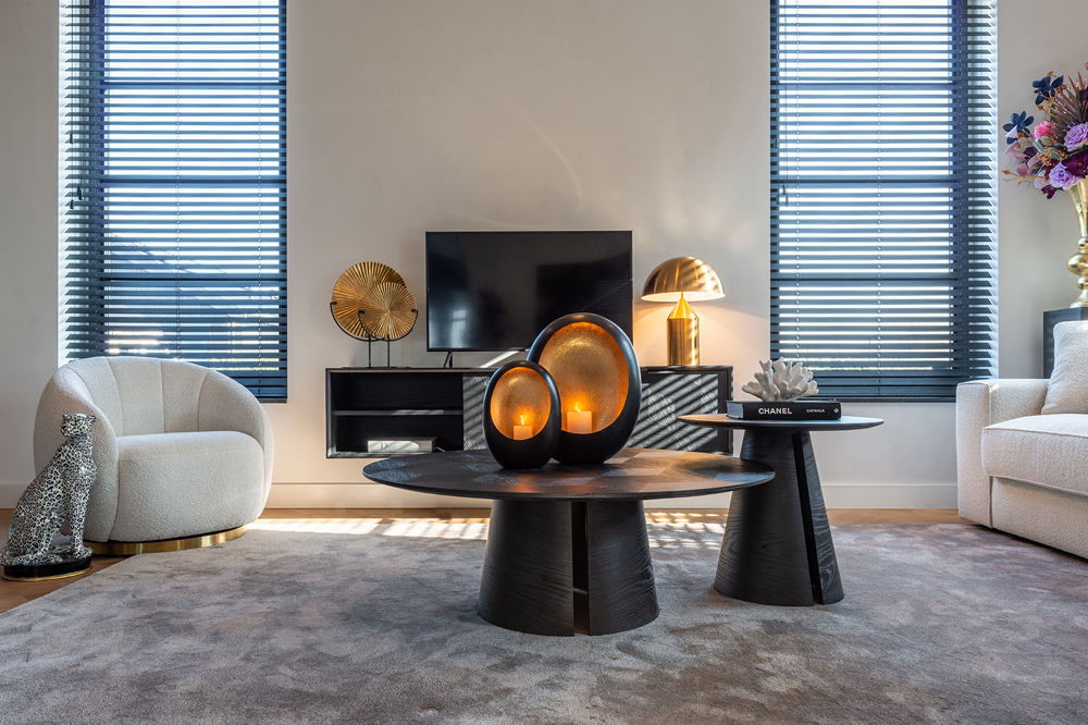 Richmond Interiors Ronde Salontafel Blax - EIken (Black) - 110cm - Afbeelding 2