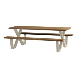 Woood Tablo Outdoor Tuin Picknicktafel - Ayous Naturel X-Poot Metaal Zand 206cm