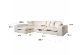 Sofa Alcazar 3 seats lounge left right white chenille S5135 WHITE CHENILLE 4