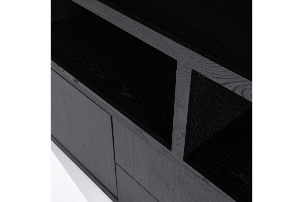 Eleonora Kabinet Helsinki Eiken 4-drs en 2 Laden - Zwart 220x200cm - Afbeelding 2