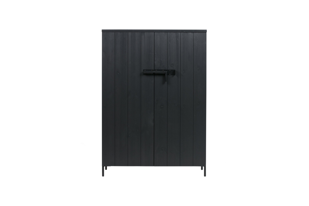 Woood Bruut 2-Drs Kast - Grenen Geborsteld Diep Zwart 140x100cm