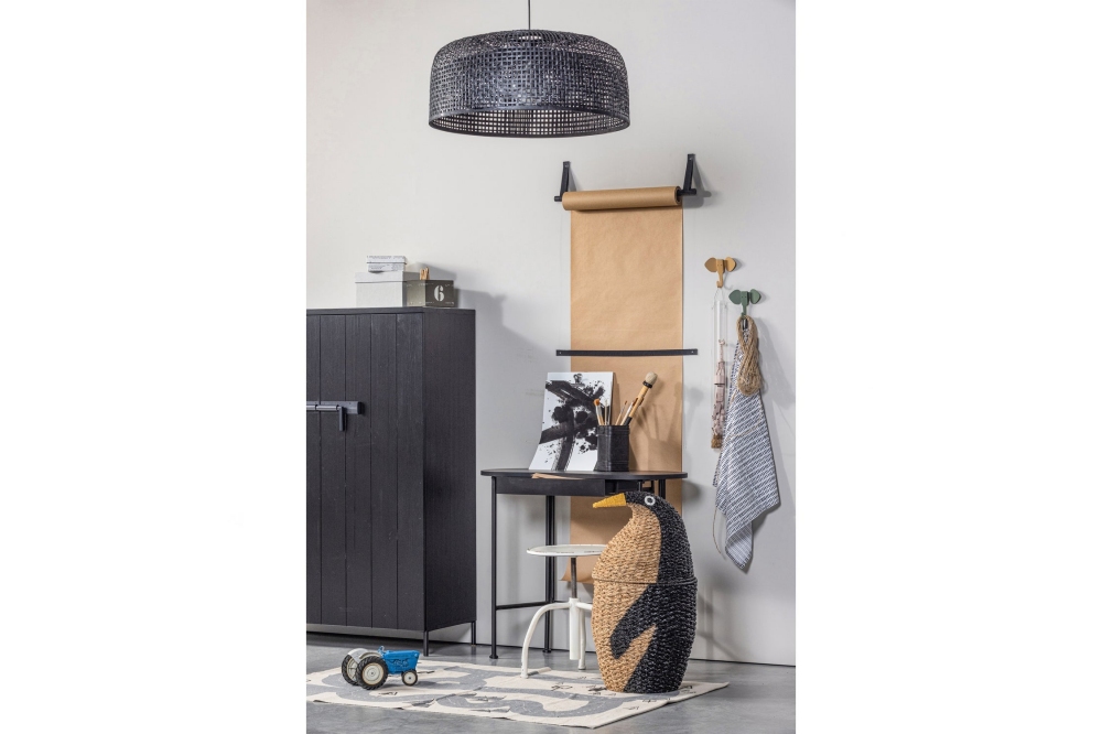 Woood Bruut 2-Drs Kast - Grenen Geborsteld Diep Zwart 140x100cm - Afbeelding 2