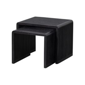 Woood Willa Bijzettafels - Recycled Teakhout Zwart 50x45cm (Set van 2)