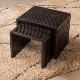 Alternative view of Woood Willa Bijzettafels - Recycled Teakhout Zwart 50x45cm (Set van 2)