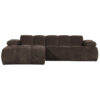Woood Mojo Chaise Longue Links - Geweven Ribstof Bruin