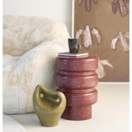 Alternative view of By-Boo Bijzettafel Spatter - Burgundy Rond Metaal 30cm