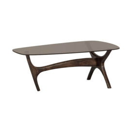 Woood Organische Salontafel Flash - Mangohout Glas Walnoot 110x60cm