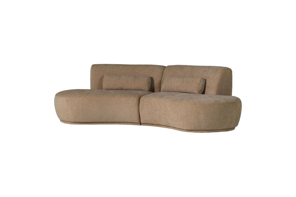 Woood Batavier 4-Zits Half Ronde Bank - Velvet Lichtbruin Melange 254cm