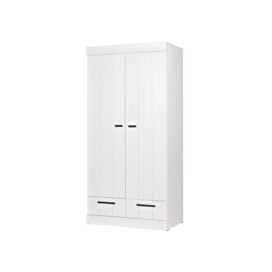 Woood Connect Kledingkast 2-Deurs en Lade - Grenen Wit 195x94cm