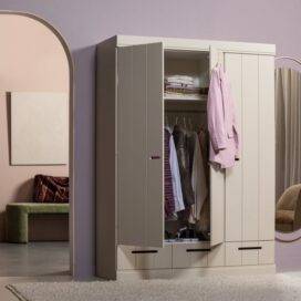 Alternative view of Woood Connect Kledingkast 3-Deurs en Lade - Grenen Dust 195x140cm