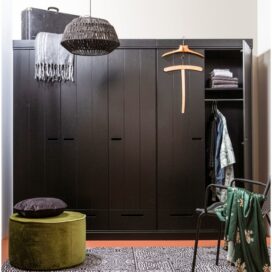 Alternative view of Woood Connect Kledingkast 3-Deurs en Lade - Grenen Zwart 195x140cm