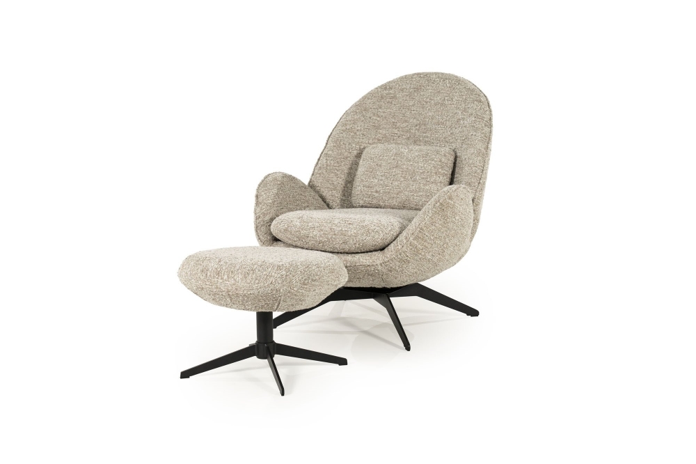 Eleonora Fauteuil Ryan met Hocker - Taupe Zora