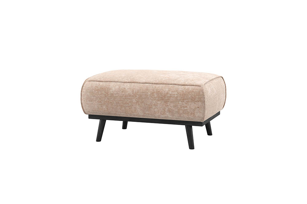 Woood Statement Hocker - Chenille Velvet Naturel