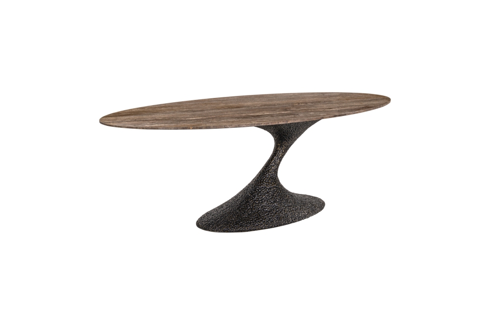 Richmond Interiors Ovale Eettafel Russo - Bruin Travertine 235x110cm