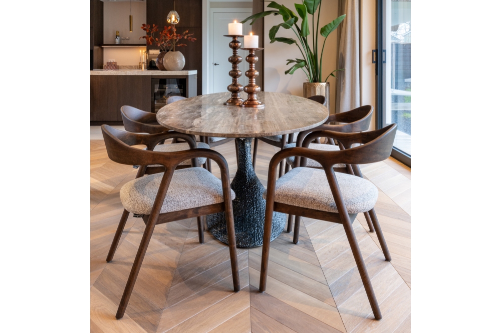 Richmond Interiors Ovale Eettafel Russo - Bruin Travertine 235x110cm - Afbeelding 2