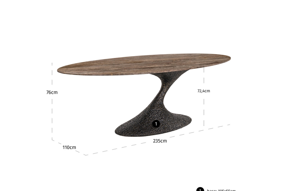 Richmond Interiors Ovale Eettafel Russo - Bruin Travertine 235x110cm - Afbeelding 10