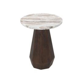 Richmond Interiors Ronde Bijzettafel Oberoy - Bruin Marmer Mangohout 45cm