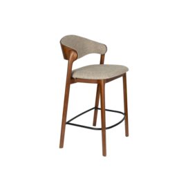 Dutchbone Counterstoel Babington - Walnoot Gestoffeerde Zitting (Zithoogte 65cm)