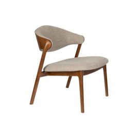 Dutchbone Lounge Chair Fauteuil Babington – Walnoot Gestoffeerde Zitting