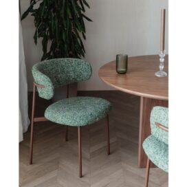 Alternative view of Hip District Eetkamerstoel Claes - Groen Stof Bruin Metalen Onderstel