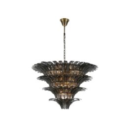 Richmond Interiors Hanglamp Cyrah - Zwart Glas Metaal 62x97cm