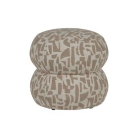 Woood Anic Poef - Grafisch Patroon Zand 40x43cm