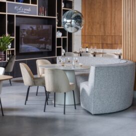 Alternative view of Woood Europa Ronde 4-Zits Eetkamerbank - Geweven Stof Zand Melange