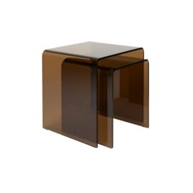 Dutchbone Bijzettafel Vetro - Bruin Glas (Set van 2) 40x45cm