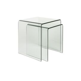 Dutchbone Bijzettafel Vetro - Transparant Glas (Set van 2) 40x45cm