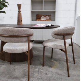 Alternative view of Livingfurn Eetkamerstoel Micah - Stof Metaal Hush Walnut