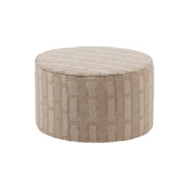 Woood Sarli Poef - Naturel Beige Dessin Chenille Stof 36x60cm