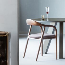 Alternative view of Woood Bran Eetkamerstoel - Beukenhout Velvet Bruin