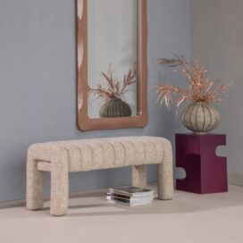 Alternative view of Woood Frex Gestoffeerd Bankje - Boucle Bruin 110cm