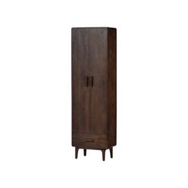 Woood Liya 2-Deurs Hoge Kast met Lade – Mangohout Donkerbruin 200x60cm