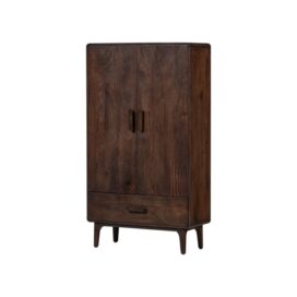 Woood Liya 2-Deurs Kast met Lade – Mangohout Donkerbruin 150x85cm