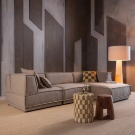 Alternative view of Woood Manu Chaise Longue Bank Rechts - Grove Chenille Naturel 286cm