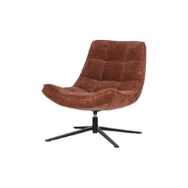 Woood Maudi Draaifauteuil - Chenille Structuur Stof Bruin