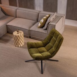 Alternative view of Woood Maudi Draaifauteuil - Chenille Structuur Stof Groen