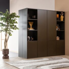 Alternative view of Woood Meggy Opberg-/Wandkast - Links Grenen Middenbruin 215x108cm