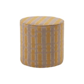 Woood Sarli Poef - Taupe Geel Dessin Chenille Stof 46cm