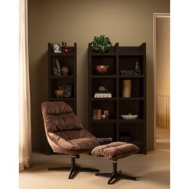 Alternative view of Woood Yaro Draaifauteuil met Hocker – Balta Stof Espresso