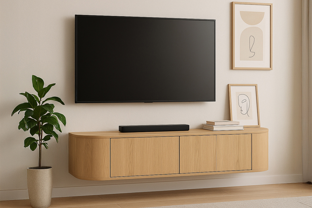 Livingfurn Zwevend TV-Meubel Novero - Eiken Naturel 140cm - Afbeelding 2