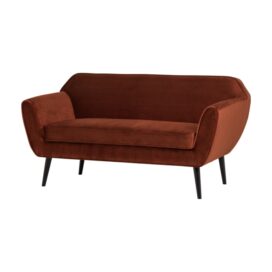 Woood Mini Bankje Rocco 2-Zits - Fluweel Roestbruin 150cm