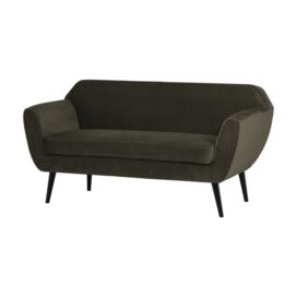 Woood Mini Bankje Rocco 2-Zits - Fluweel Warmgroen 150cm