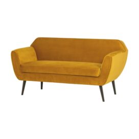 Woood Mini Bankje Rocco 2-Zits - Fluweel Oker Geel 150cm