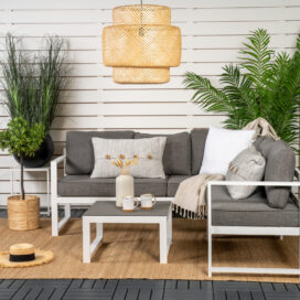 Pactor Home Salvador Outdoor Loungeset - Hoekbank 190x179cm en Tafel Grijs Wit