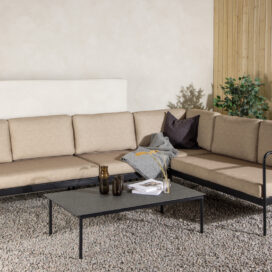 Pactor Home Pehnna Outdoor Sofa Set – Hoekbank 300x220cm en Tafel Zand/Zwart