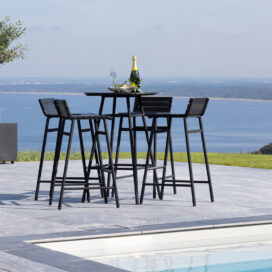 Pactor Home Mexico Outdoor Bar Set - 4 Krukken en Bartafel 95x65cm Acaciahout Zwart