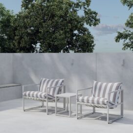 Pactor Home Messina Outdoor Loungeset - 2 Stoelen en Tafel Beige Strepen