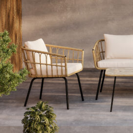 Alternative view of Pactor Home Ortigia Rattan Outdoor Sofa Set – Bank 142cm, 2 Stoelen en Tafel Naturel